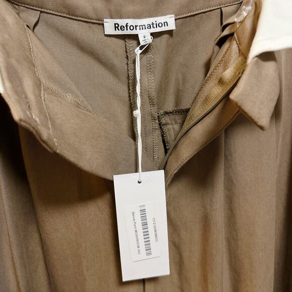Reformation Stevie High Rise Pants NWT Size 2 Mushroom - Picture 5 of 7